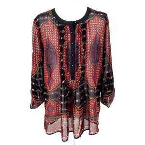 DANIEL RAINN Boho Paisley Print Peasant Blouse Sz S Long Sleeve Anthropologie